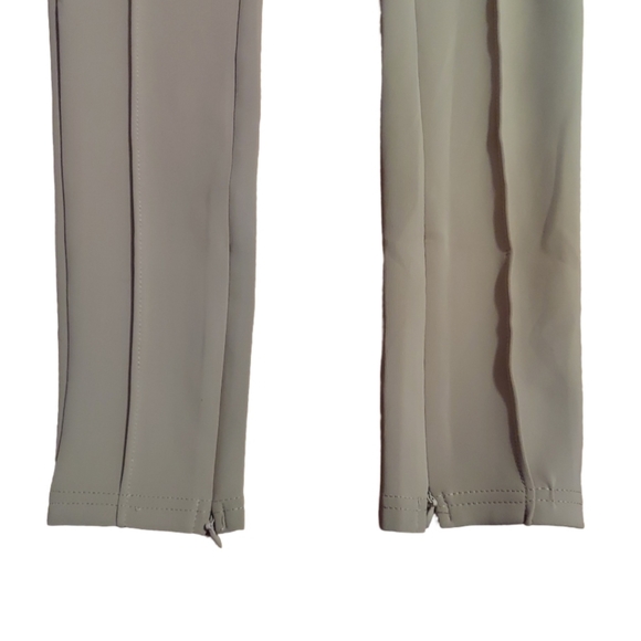 Maniere De Voir Tie Detail Neoprene Zip Ankle Pintucked Leggings In Beige - Picture 11 of 16